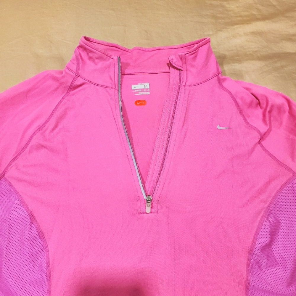 Pink, Long Sleeve, Nike DRYfit, Half Zip, Running Top.